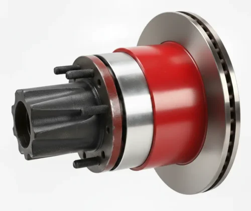 Image of dually brake rotor on axle