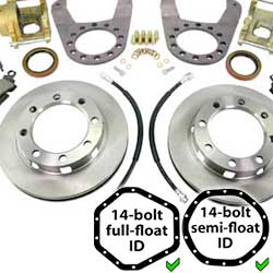 disc brake conversion kits for 14-bolt semi-float and full float rear axle