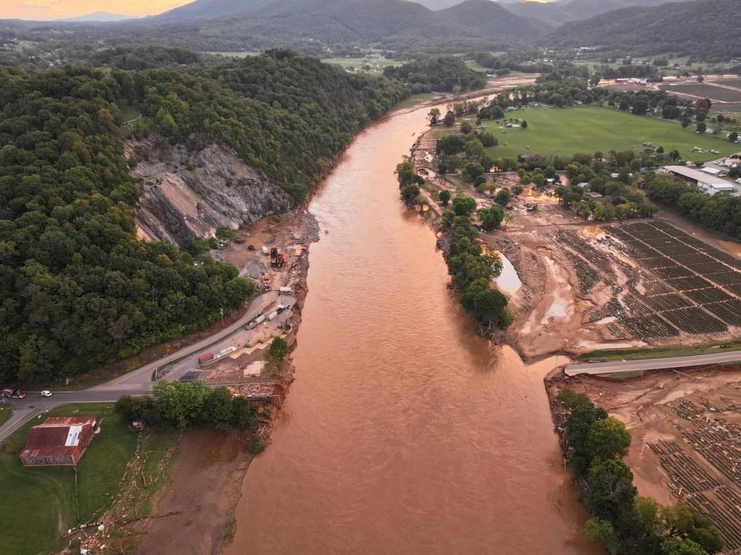 Bridge destroyed by Hurricane Helene